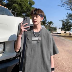 Summer Pure Cotton Men Short Sleeve T-Shirt Summer New Arrival Loose Couple T-shirt Ins Trendy Casual Half Sleeve Top