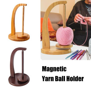 Wood Yarn Stand Yarn Spool Wool Ball Winder Magnetic Rotation Spinner Holder Spinning Home Braided Yarn Spool Storage Stand