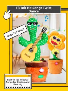 Dancing Cactus Toy Talking Swing Glow Funny Electric Doll