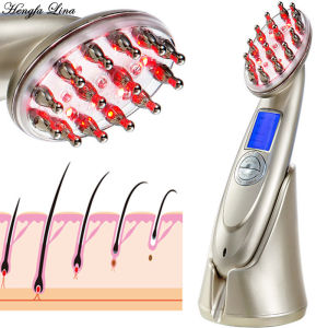 Điện Laser Mọc Tóc Lược chống rụng tóc massage trị liệu hồng ngoại EMS Massager Bàn chải tóc RF ánh sáng màu đỏ