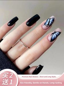 MONLEYTA | Wearable Nail Art Stickers Summer New Style Short Medium Long Ice Transparent Color French Style Finished Product Manicure