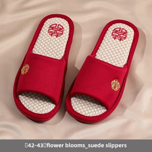 Wedding Slippers Wedding Indoor Groom Bride Dowry Wedding Red Festive Accessible Luxury Fancy Pair Lovers Shoes