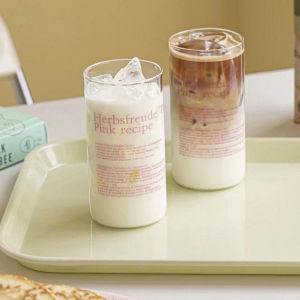 Wisell แก้วกาแฟ ทนความร้อน น้ํา 400ml มินิมอล หรือ Glass Cup