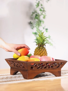 Naturalcraft Wooden Hand-Carved Fruit Tray Vintage Tray Tea Room Bedroom Bathroom Living Room Dining Room Storage Tray