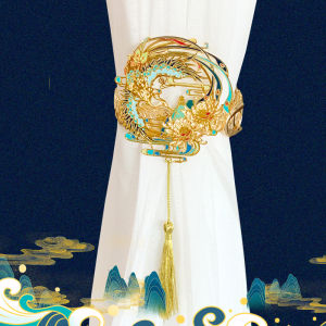 New Chinese Style Retro National Trend Curtain & Soft Decoration: Alloy Crane Tassel Storage