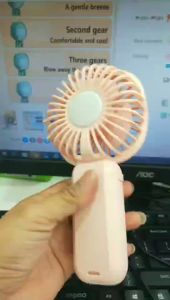 ella shop Rechargeable Fan with Light 3 Speeds Strong Wind Portable Mini Fan With Powerbank Function Handheld