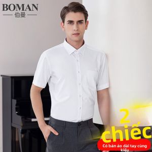 Boman | Áo Sơ Mi Tay Ngắn Trắng Dài Rộng Không Nhăn Cho Doanh Nhân