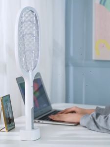 Mosquito Swatter Killer Racket  2 in 1 Electric Trap Lamp & Racket Rechargeable Fly Swatter Bug Zapper with Mosquito Killer Lamp  Wasp Fruit Fly Insect Trap ( RANDOM COLOR )