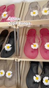 VEBLEN Sandal Jepit Wanita Bunga Model Cewek Korea Style Anti Air Kekinian Wanita Sendal Jelly PVC Karet Perempuan