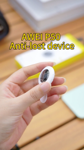 Awei P50 Mini Anti Loss  GPS Locator Smart Trackers Location Device With Alerts Buzzer Wallet Luggage Key Pet Kids Finder Tag Tracker Compatible With Apple iPhone iPad Mac Support Find My App