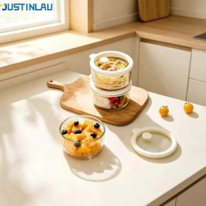 JUSTINLAU | JUSTINLAU High Borosilicate Glass Lunch Box Microwave Safe Food Storage Container with Insulated Tote Bag for Office Picnic