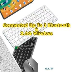Bluetooth Wireless Keyboard Rechargeable Compact Slim 3 Modes Wireless Mouse