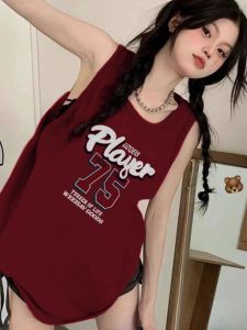 SHUQINGLAI | Retro Style Cotton Tank Top Womens Summer Basketball Outfit