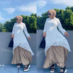 Long Tunik Brokat Kebaya Wanita Brukat Tunik saja Premium by Malissa