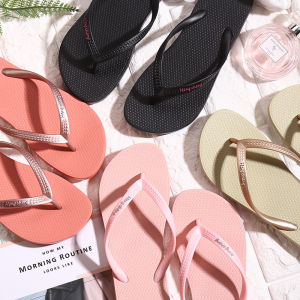 Fashionable Flat Bottomed Thong Slippers for Women Summer Outdoor Beach Wear Anti-Slip Couples Sandals Youth Plastic Injection Moulding