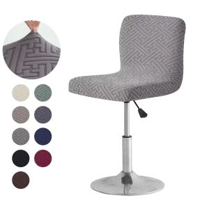 Jacquard Bar Chair Cover Stretch Short Back Bar Stool Covers Dining Room Anti-dirty Seat Slipcovers for Hotel Wedding Home