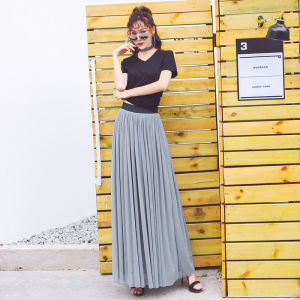 Fairylike Tulle Half Skirt with Flounce High Waist A-Line Midi Length Slimming Polyester Fiber Commute Style Summer 2024