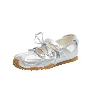 Josiny | Silver Increased Height Thick Sole Ballet Flats