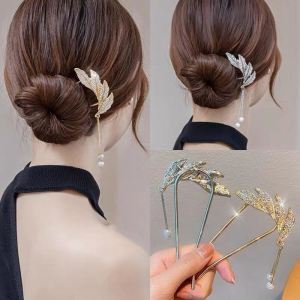 Modern Simple Alloy Deer Antler Hairpin U-Shaped Bun Hairpin Butterfly Knot Hair Clip Ball Headpin Hair Accessories Headwear
