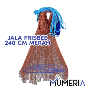 Jala Jaring Lempar Frisbee 240 CM Benang Ban Merah Mesh Pancing Penangkap Perangkap Ikan Udang Kepiting Piring Bulat Fishing Throw Net Cage