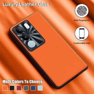เคสมือถือหนังหรูหราสำหรับ Vivo X100 Pro X 100 5G VivoX100 2023 X100Pro ผิวธรรมดาป้องกันเคสโทรศัพท์สแกนลายนิ้วมือมาพร้อมกับกล้องฟิล์มป้องกันฝาหลังเปลือกกรอบ