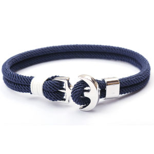 Stainless Steel Men Bracelet Double Layer Braided Thread Braslet For Hombre Boy Creative Anchor Viking Braclet Male Accessories