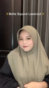 GUDANG FASHION BELLA LASER CUT HIJAB SEGI EMPAT