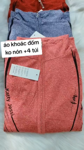 ÁO KHOÁC KHÔNG NÓN CHẤT THUN ĐỐM LẠNH MÁT MỊN 4 TÚI CÓ DÂY KÉO (Size 40_85kg)