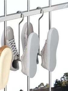 Stainless Steel Shoe Rack Outdoor Balcony U-Shaped Shoe Drying Holder Windproof Hanging Rack Home Use Shoe Organizer