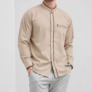 KEMEJA KOKO YODHAMUSLIM POLOS KATUN BAJU KOKO SHANGHAI LENGAN PANJANG PRIA DEWASA