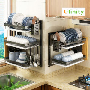 Lifinityชั้นวางจน ชั้นคว่ำจานแบบติดผนัง ปรับตำแหน่ง ที่วางจาน ชั้งววงของในครัว