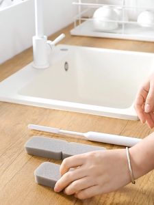 [3pcs/set] Multi-purpose Cleaning Sponge - PP Short Handle Bottle Brush for Cup, Glass, Decanter - Effective Cleaning Tool