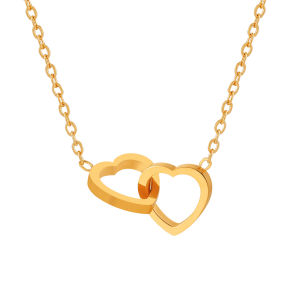 Mặt Dây Chuyền Hình Trái Tim Đôi Rỗng Bằng Thép Không Gỉ Thời Trang Nữ Tính Đơn Giản Thanh Lịch Dây Chuyền Xương Quai Xanh.