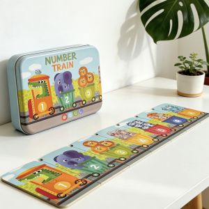 Educational Puzzle Train Toy Carton Animal Alphabet Learning For Kids Tin Box