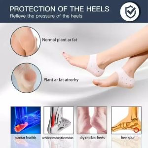 SRIEI 2 PCS Silicone Gel Heel Protector Heel Cups Plantar Fasciitis Inserts Anti Cracked Foot Skin Care Moisturizing Protector Pain Relief Foot Care
