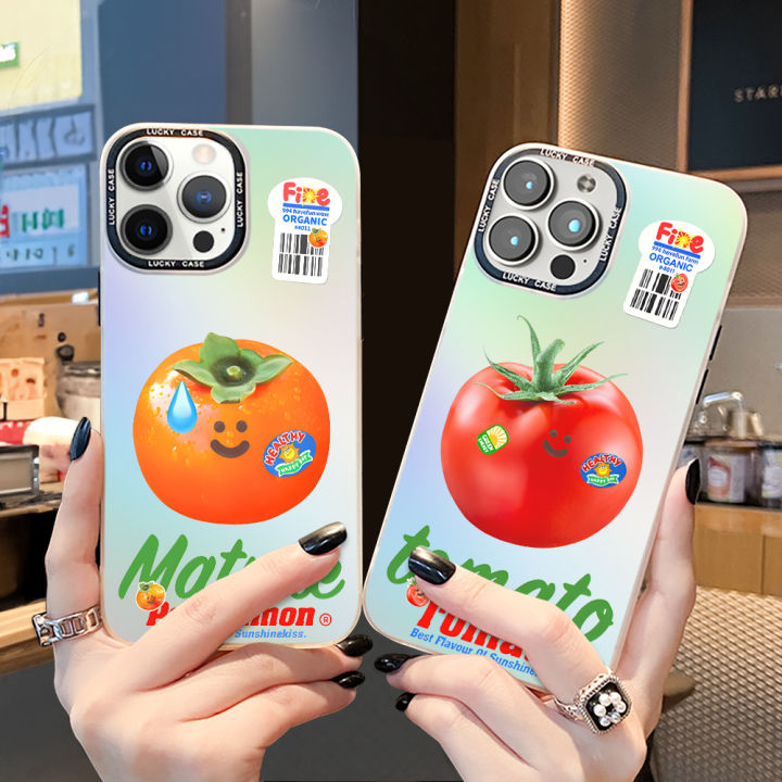 (IMD High Quality)Hontinga Casing Case For Xiaomi Poco F3 M3 Pro M4 Pro X3 Pro GT X3 NFC X5 Pro 5G Case Fresh Fruit Persimmon Tomato Fashion Laser Glitzy Phone Shell Shockproof Hard Cases Phone Case Cover Casing For Girls