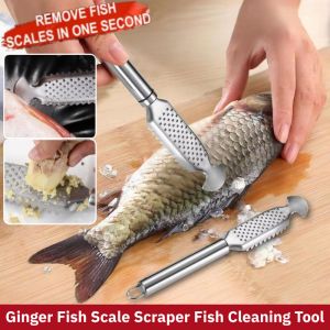 Ginger Fish Scale Scraper Safe Quick Scale Fish Cleaning Tool Remove Guts No Hurt Hands Thickened Stainless Steel 姜磨鱼鳞刨