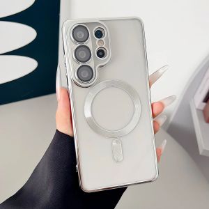 Girl Pink for Magsafe Plating Soft Clear Cases for Samsung Galaxy S26 Ultra S26 Plus Strong Magnetic Full Camera Protector Shell