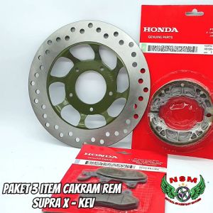 Paket 3item Piringan Cakram Depan Supra X + Dispad Cakram Depan + Kampas Rem Belakang Supra X