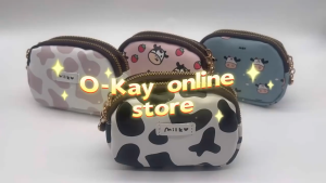 Women Cute Cow Print Double Pocket Mini Wallet Portable Card Holder Coin Purse Ladies Small Storage Pouch Mothers Day Gift for Mom