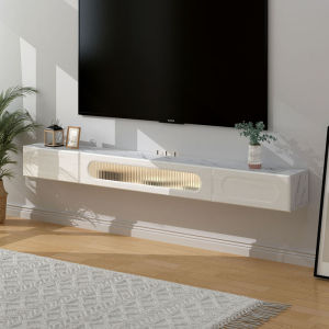 Cream Wind Hanging TV Cabinet and Tea Table Combination Modern Minimalist Small Apartment Internet-Popular Homestay Bedroom Wall Hanging TV Cabinet