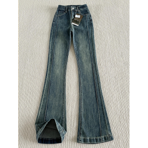 High Waist Slim Fit Ultra Long 180 Denim Jeans Women Spring Autumn High Elasticity Micro Flared Floor Length Pants