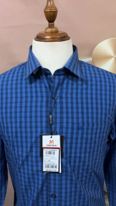 Sơ Mi Caro Tay Dài Màu Xanh Navy - Xanh Dương Form Tailor Fit Chống Nhăn Lai Bầu Áo Nam Khatoco