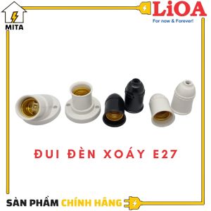 Đui Đèn Xoáy E27 LiOA - Đui Treo Gắn Tường Chếch 45 90 độ
