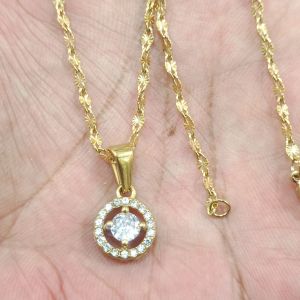 kalung mata diamond titanium anti luntur perempuan