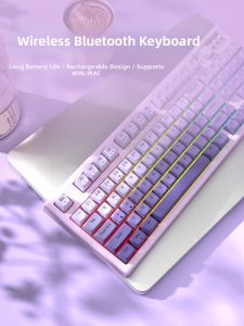 EWEADN | Bluetooth Wireless Mechanical Feel Quiet Beautiful Women Office Key Mouse Set
