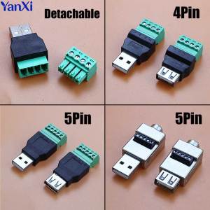 USB 2.0 Type A Connector with 4 5 Pin Screw Terminal Solderless Male Female USB Plug Socket For Computer TV Phone Keyboard Mouse