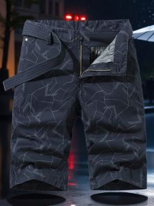 Summer Washed Cotton Workwear Shorts Mens Loose Straight Leg Sporty Casual Pants Thin Five-Point High Waist Trousers