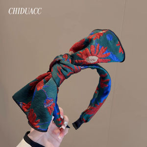 New Arrival Fancy Print Fabric Big Bow South Korea Retro Minimalist Wide Headband Hair Accessories Headband Headdress K-style