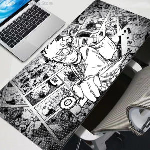 Bandai | Mouse Pad Laptop Gaming Desk Mat Black And White Manga Mousepad Anime Office Computer Naruto Uzumaki Carpet Gamer Keyboard Pad